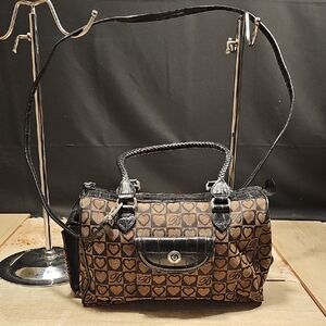 Black and Brown Heart Patterned Women's Bag